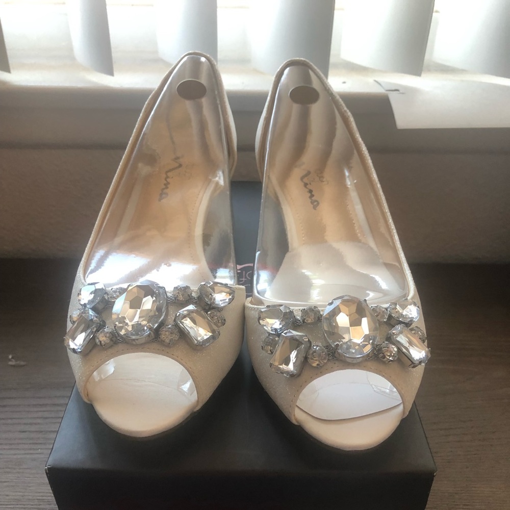 White Wedding Comfy Wedges size 8